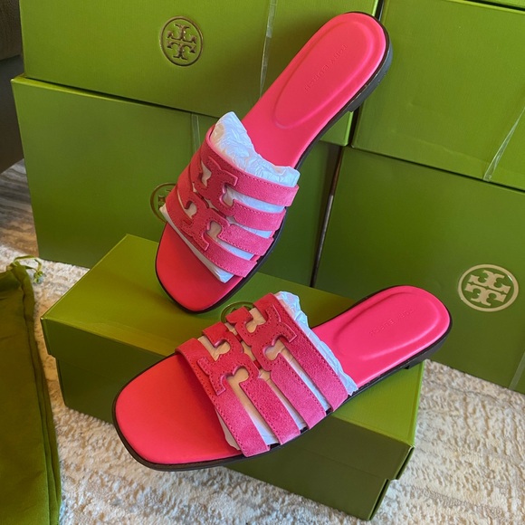 Tory Burch Ines Cage Slide Suede Sandals - Picture 7 of 9